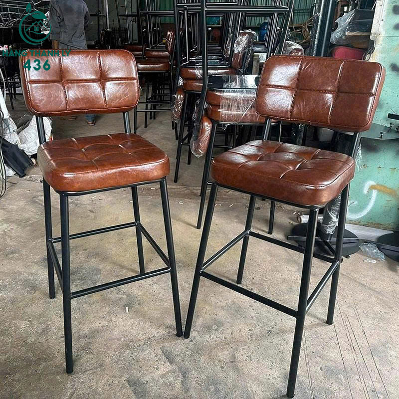 Thanh Lý Ghế Bar Bọc Da Nâu Khung Sắt Mới 99% 3 thanh ly ghe bar boc da nau khung sat moi 99