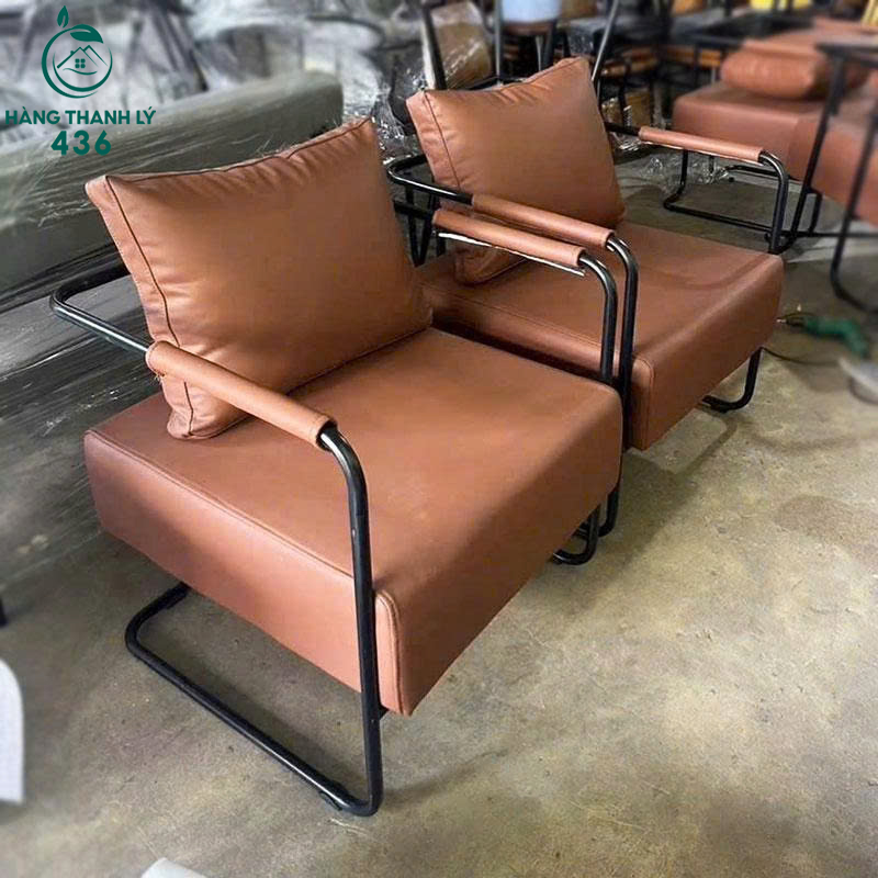 Thanh Lý Ghế Sofa Đơn Bọc Da Nâu Mới 99% 2 thanh ly ghe sofa don boc da nau moi 99 2