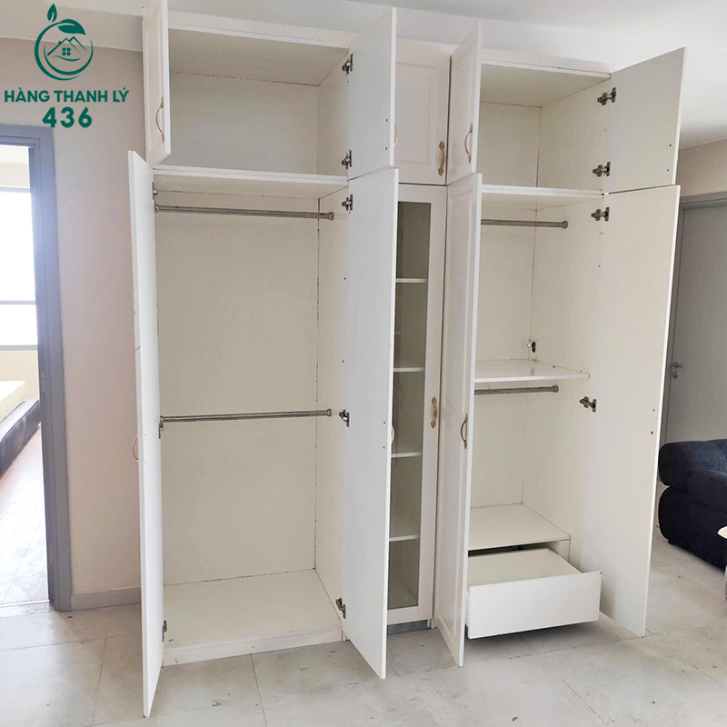 Tủ Quần Áo Cũ Màu Trắng Nhiều Ngăn 2m 8 tu quan ao cu mau trang nhieu ngan 4