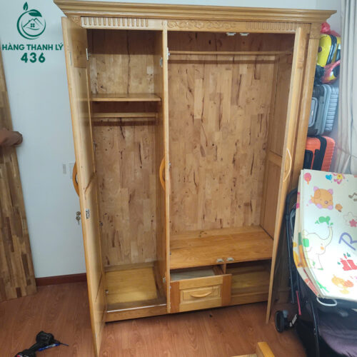 tu quan ao go 3 canh cu 1m46 1