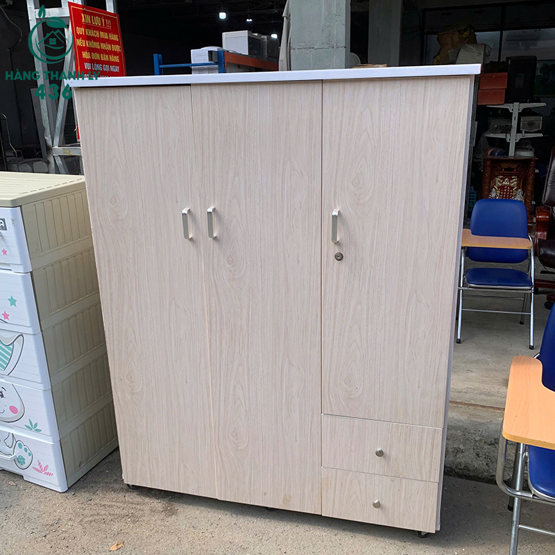 Tủ Quần Áo Nhựa Cũ 3 Cánh Màu Gỗ Sáng 5 tu quan ao nhua cu 3 canh mau go sang 1