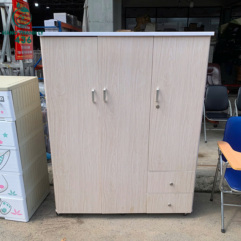 Tủ Quần Áo Nhựa Cũ 3 Cánh Màu Gỗ Sáng 7 tu quan ao nhua cu 3 canh mau go sang 3