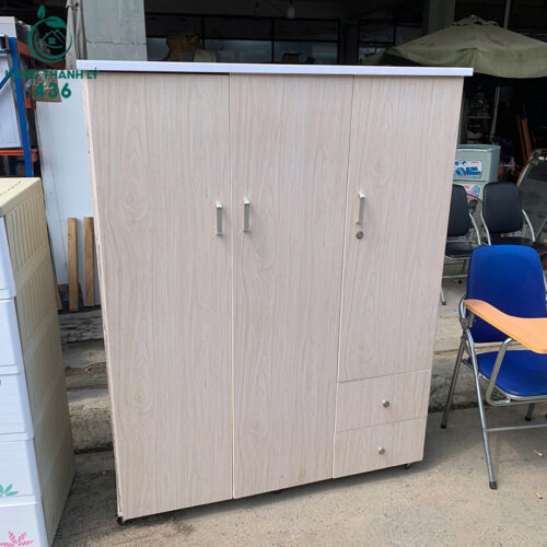 Tủ Quần Áo Nhựa Cũ 3 Cánh Màu Gỗ Sáng 4 tu quan ao nhua cu 3 canh mau go sang 4