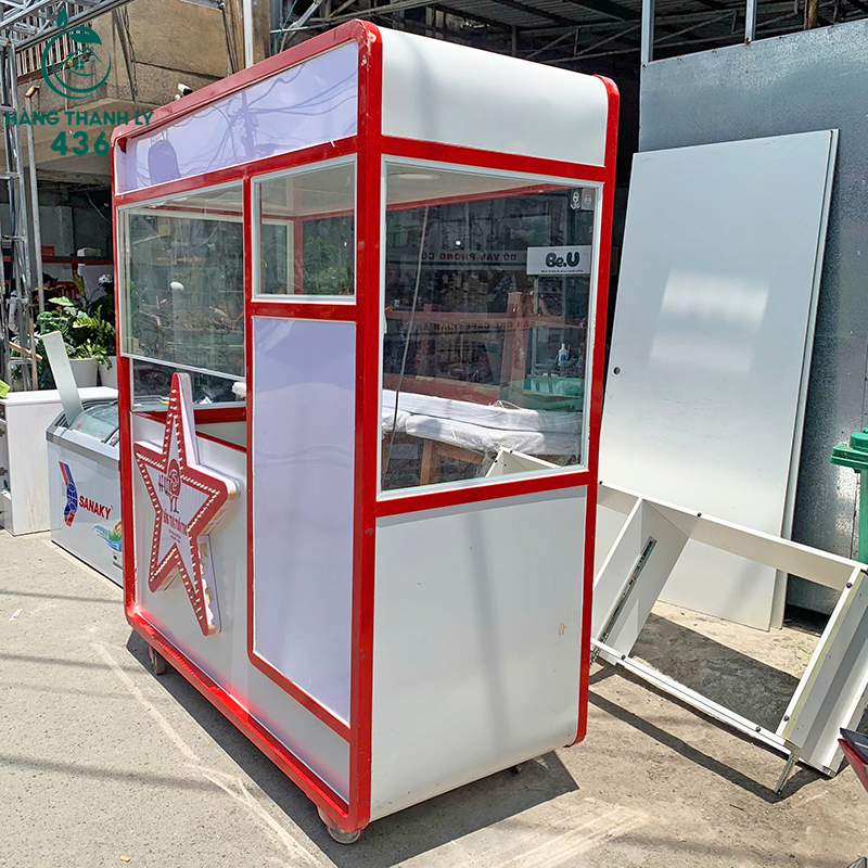 Xe Bán Trà Sữa Cũ Khung Kính Có Bánh Xe 1m85 4 xe ban tra sua cu khung kinh co banh xe 1