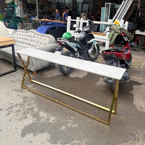 Bàn Console Cũ Mặt Trắng Chân Sắt Vàng 1m83 3 ban console cu mat trang chan sat vang 1m83 2