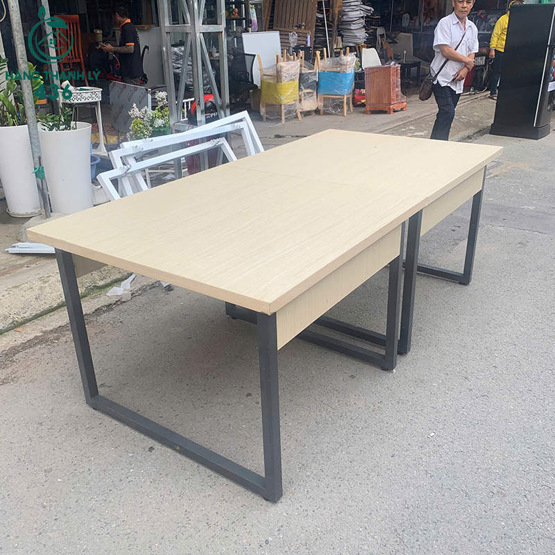 Bàn Họp Cũ 2m Chân Sắt Sơn Đen 6 ban hop cu 2m x 1m chan sat son den 3
