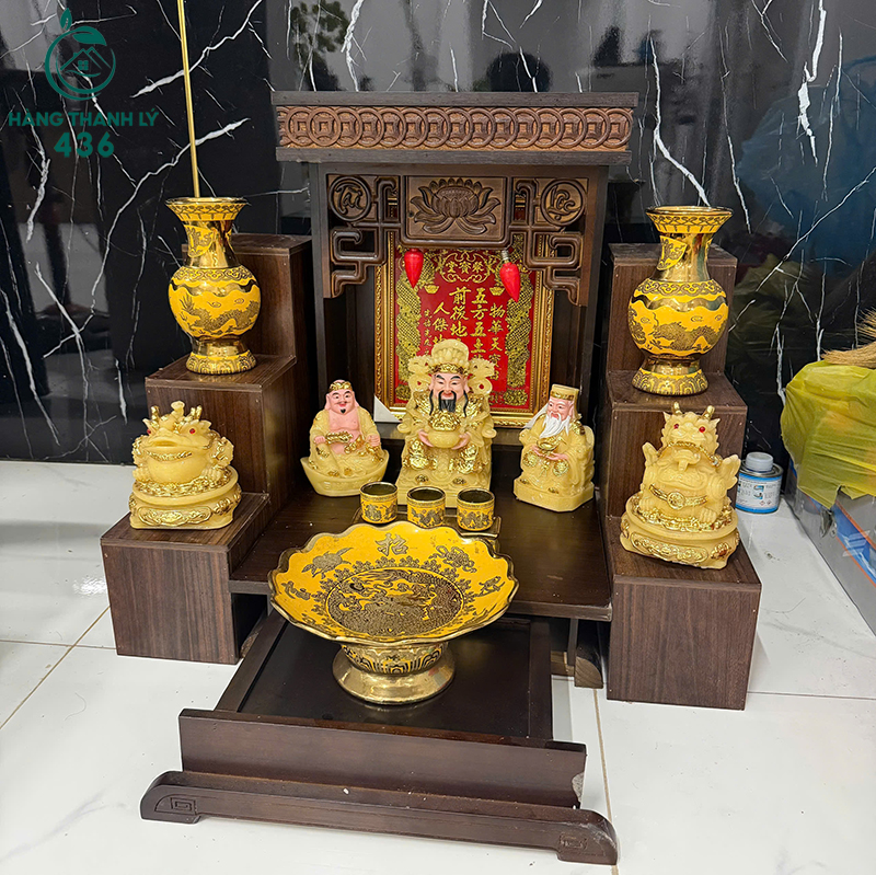 Bàn Thờ Ông Địa Cũ Chạm Họa Tiết Hoa Sen 7 ban tho ong dia cu cham hoa tiet hoa sen 3