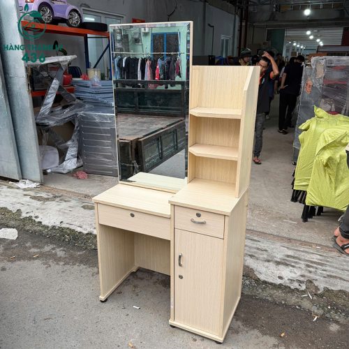 Bàn Trang Điểm Cũ Vân Gỗ Vàng Có Gương Lớn 2 ban trang diem cu van go vang co guong lon 3