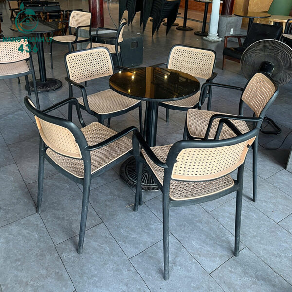 bo ban ghe cafe cu ban tron nam ghe 1