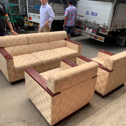 bo sofa cu 3 ghe mau kem hoa tiet caro 1