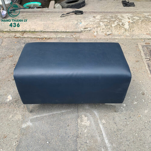 ghe don sofa boc da xanh cu chan kim loai 1