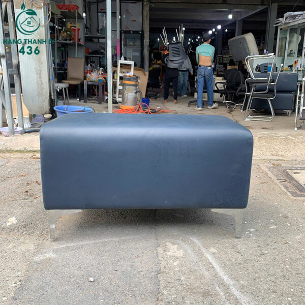 ghe don sofa boc da xanh cu chan kim loai 2