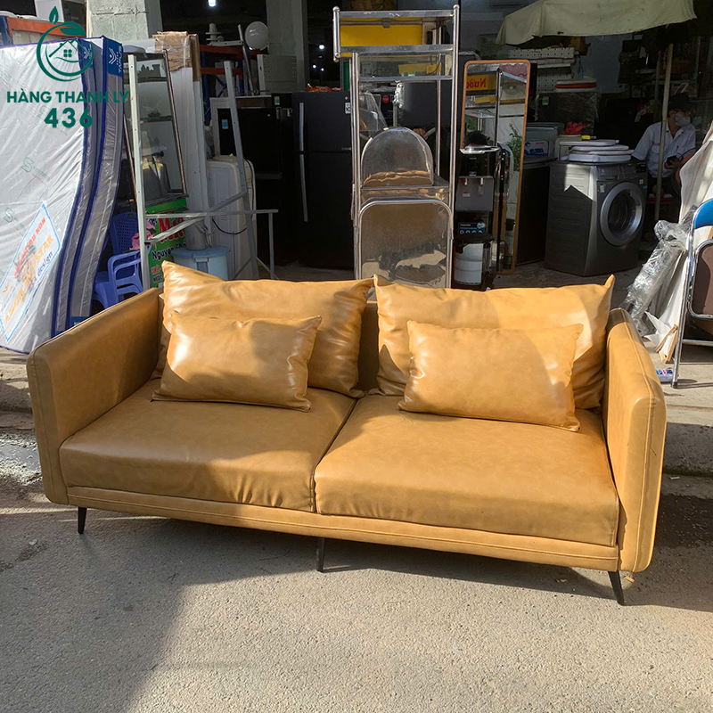 Ghế Sofa Băng Cũ Bọc Da Màu Vàng Bò Sang Trọng 6 ghe sofa bang cu boc da mau vang bo sang trong 2
