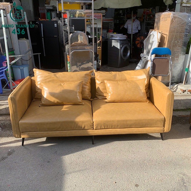 Ghế Sofa Băng Cũ Bọc Da Màu Vàng Bò Sang Trọng 7 ghe sofa bang cu boc da mau vang bo sang trong 3