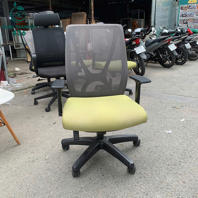 Ghế Văn Phòng Cũ Lưng Lưới Đệm Xanh 4 ghe van phong cu lung luoi dem xanh 1
