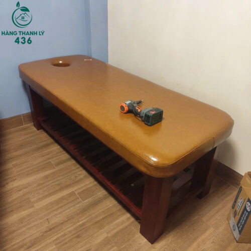 Giường Massage Cũ Bọc Da Màu Nâu 2 giuong massage cu boc da mau nau 1