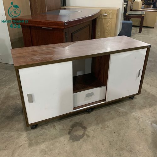 Kệ Tivi Cũ Mặt Gỗ Nâu Phối Cánh Trắng 3 ke tivi cu mat go nau phoi canh trang 1