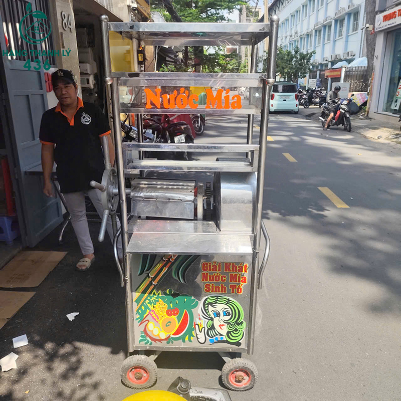 Máy Ép Nước Mía Cũ Có Xe Đẩy Inox 5 may ep nuoc mia cu co xe day inox 2