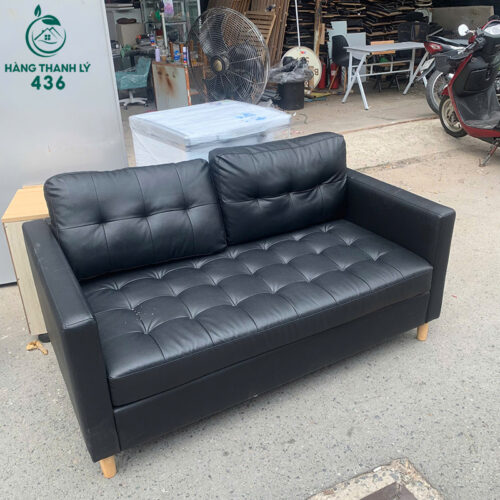 Sofa Băng Cũ Bọc Da Màu Đen 2 Chỗ Ngồi 4 sofa bang cu boc da mau den 2 cho ngoi 1