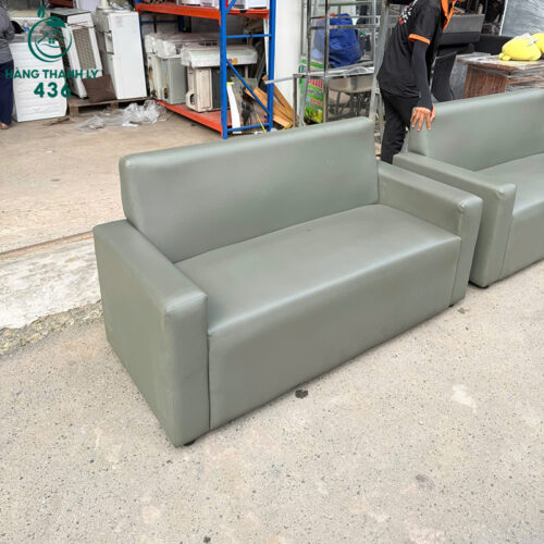 Sofa Băng Cũ Bọc Da Màu Xám 2 Chỗ Ngồi 2 sofa bang cu boc da mau xam 2 cho ngoi 4