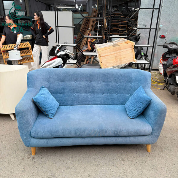sofa bang cu boc vai mau xanh duong