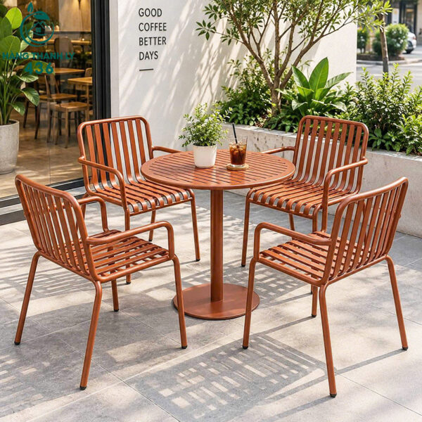 thanh ly ban ghe cafe sat son nau moi 99