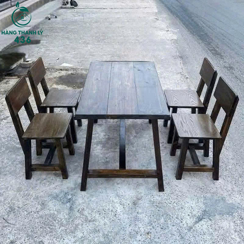 Thanh Lý Bàn Ghế Quán Ăn Gỗ Thông Mới 99% 2 thanh ly ban ghe quan an go thong moi 99