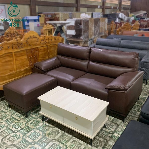 thanh ly bo sofa boc da mau nau dam kem don moi 99 3