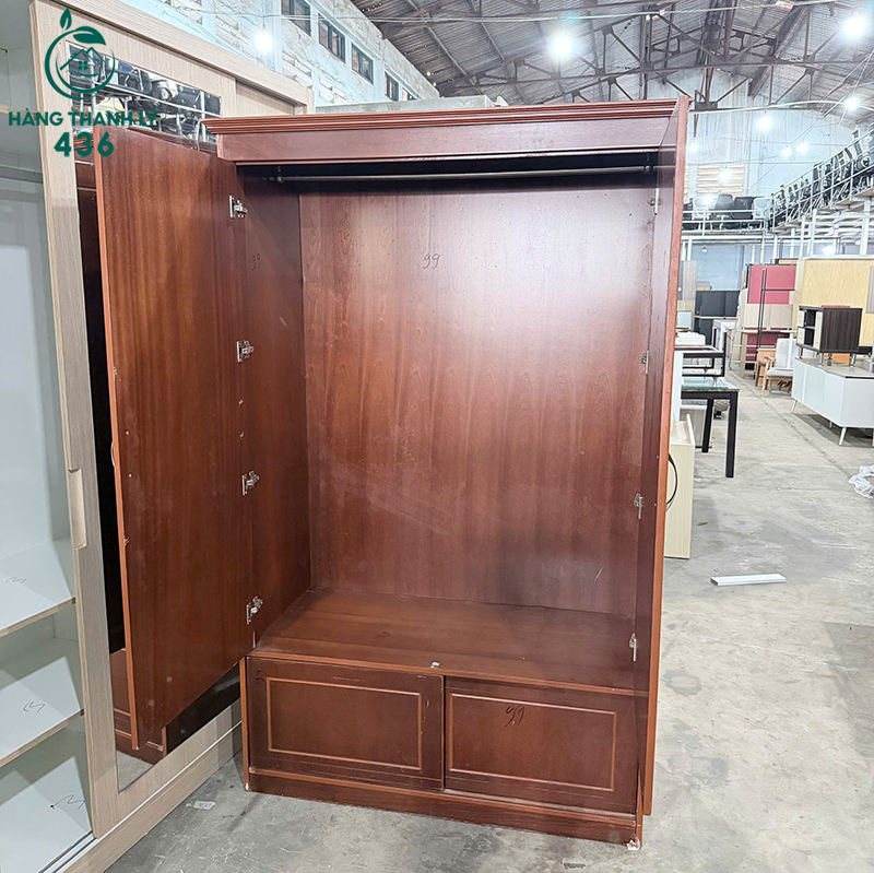 Tủ Áo Gỗ Cũ 1m2 Màu Nâu Sang Trọng 4 tu ao go cu 1m2 mau nau sang trong 1