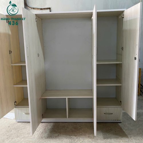 tu nhua cu 4 canh van go mau xam trang 1