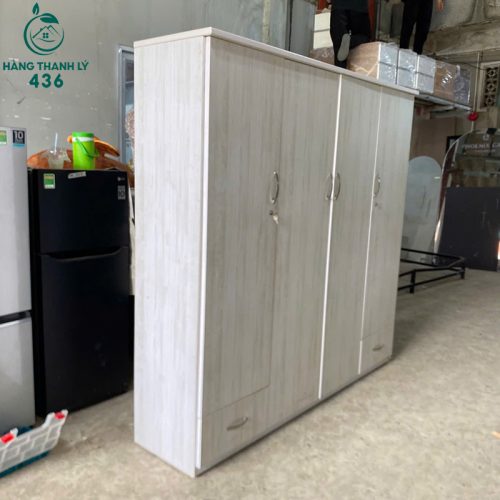 tu nhua cu 4 canh van go mau xam trang 2