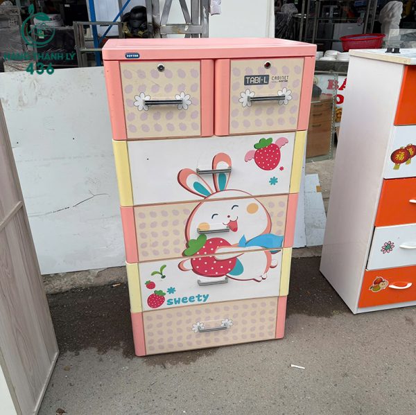 tu nhua cu 5 tang mau hong hoa tiet tho 3