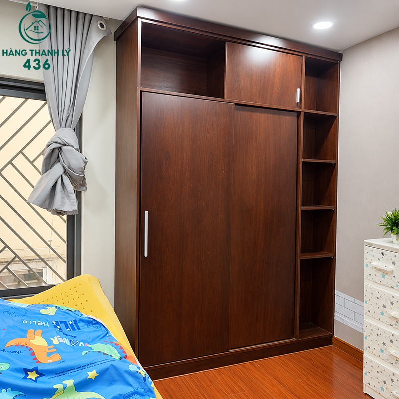 Tủ Quần Áo Cũ Cửa Lùa Gỗ Màu Nâu 3 tu quan ao cu cua lua go mau nau 1