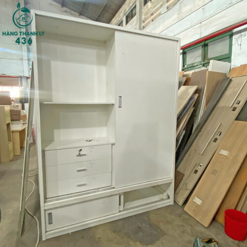 Tủ Quần Áo Cũ Cửa Lùa Màu Trắng 1m8 6 tu quan ao cu cua lua mau trang 1m8 1 1