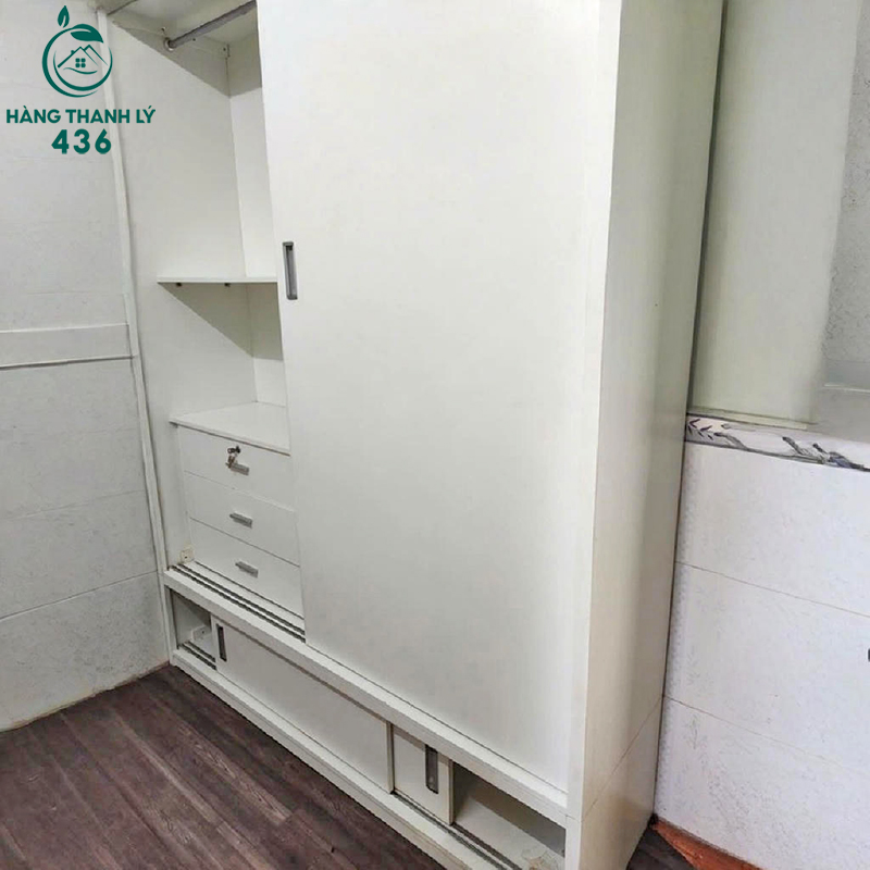 Tủ Quần Áo Cũ Cửa Lùa Màu Trắng 1m8 5 tu quan ao cu cua lua mau trang 1m8 1