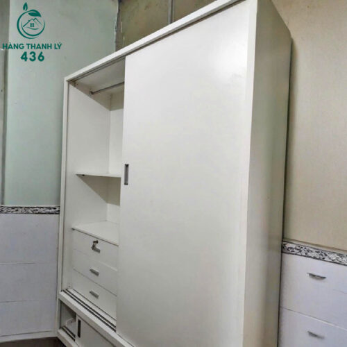 Tủ Quần Áo Cũ Cửa Lùa Màu Trắng 1m8 4 tu quan ao cu cua lua mau trang 1m8 2