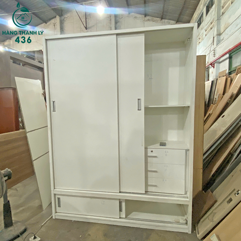 Tủ Quần Áo Cũ Cửa Lùa Màu Trắng 1m8 9 tu quan ao cu cua lua mau trang 1m8 3 1