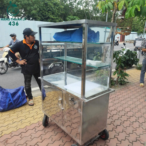 Xe Bán Bánh Mì Xôi Mặn Cũ Bằng Inox 2 xe ban banh mi xoi man cu bang inox 1